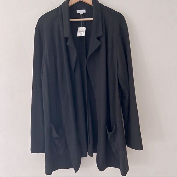 J. Jill NWT Blazer Ponte Knit Jacket Black Open Front Size 2X Plus Career Work - Picture 1 of 8